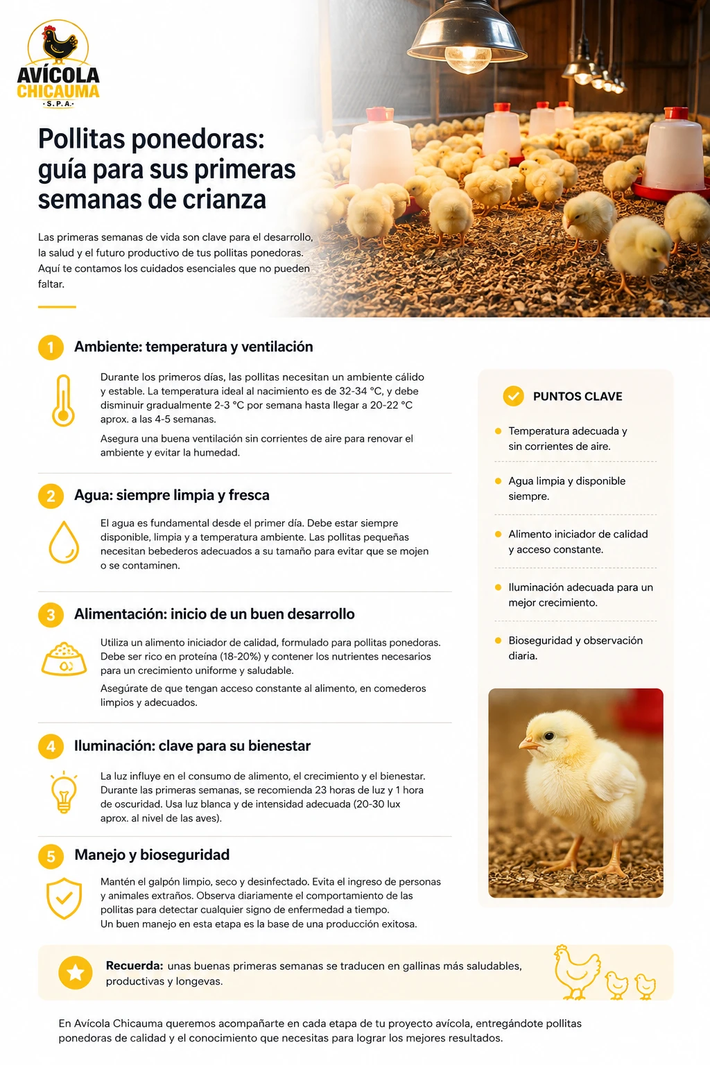 Pollitas ponedoras durante sus primeras semanas de crianza